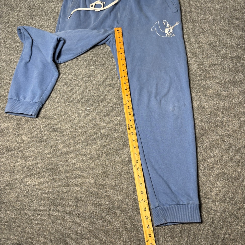 True Religion Sweatpants Mens Large Branded Slim Jogger Sky Blue Buddha Logo - Picture 11 of 14